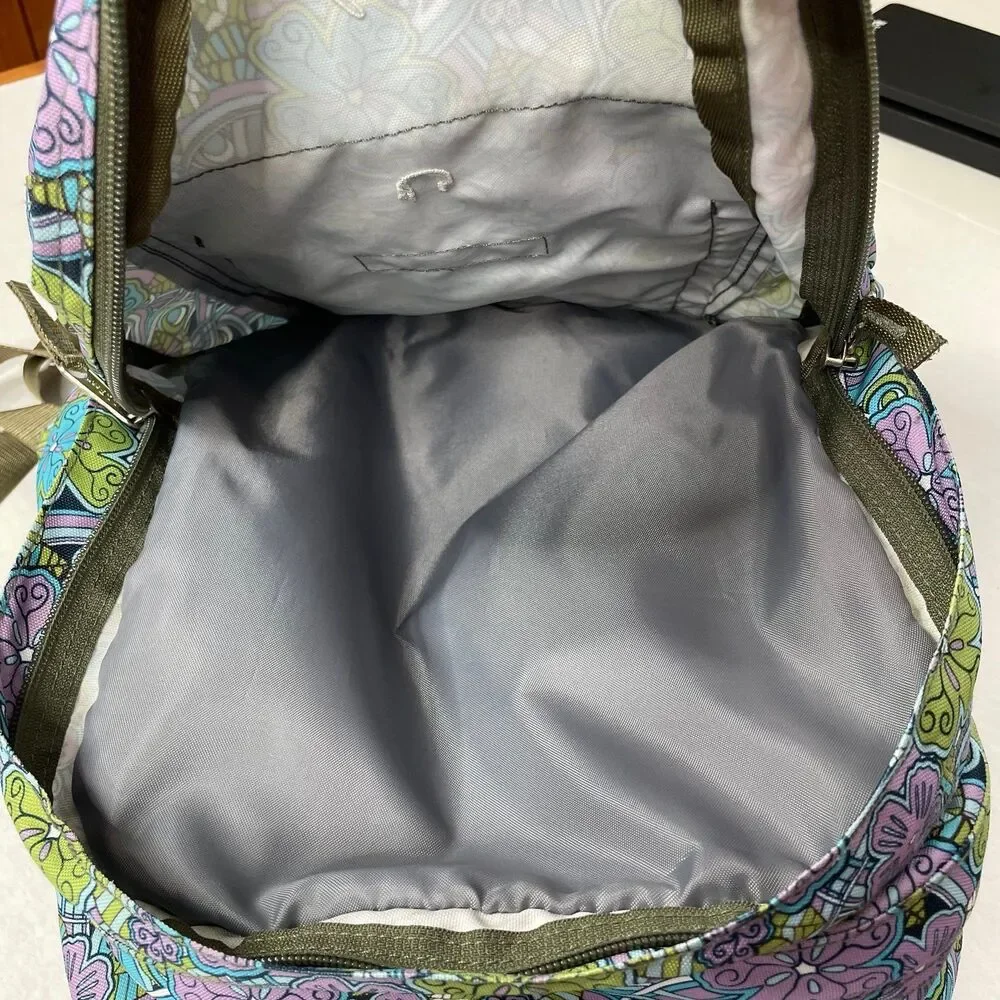 LL Bean Blue Green Purple Floral 70s Design Personalized Backpack Amaya